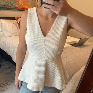 H&M White Peplum Top with Zipper